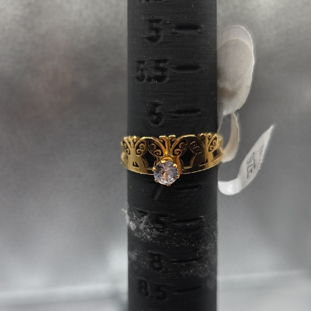 Elegant Gold Ring with Crystal Accent Size 6.5 Or 17